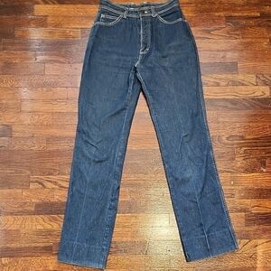 Oscar de la Renta Vintage 80s Dark Blue Ultra High Waist Straight Jeans Luxury